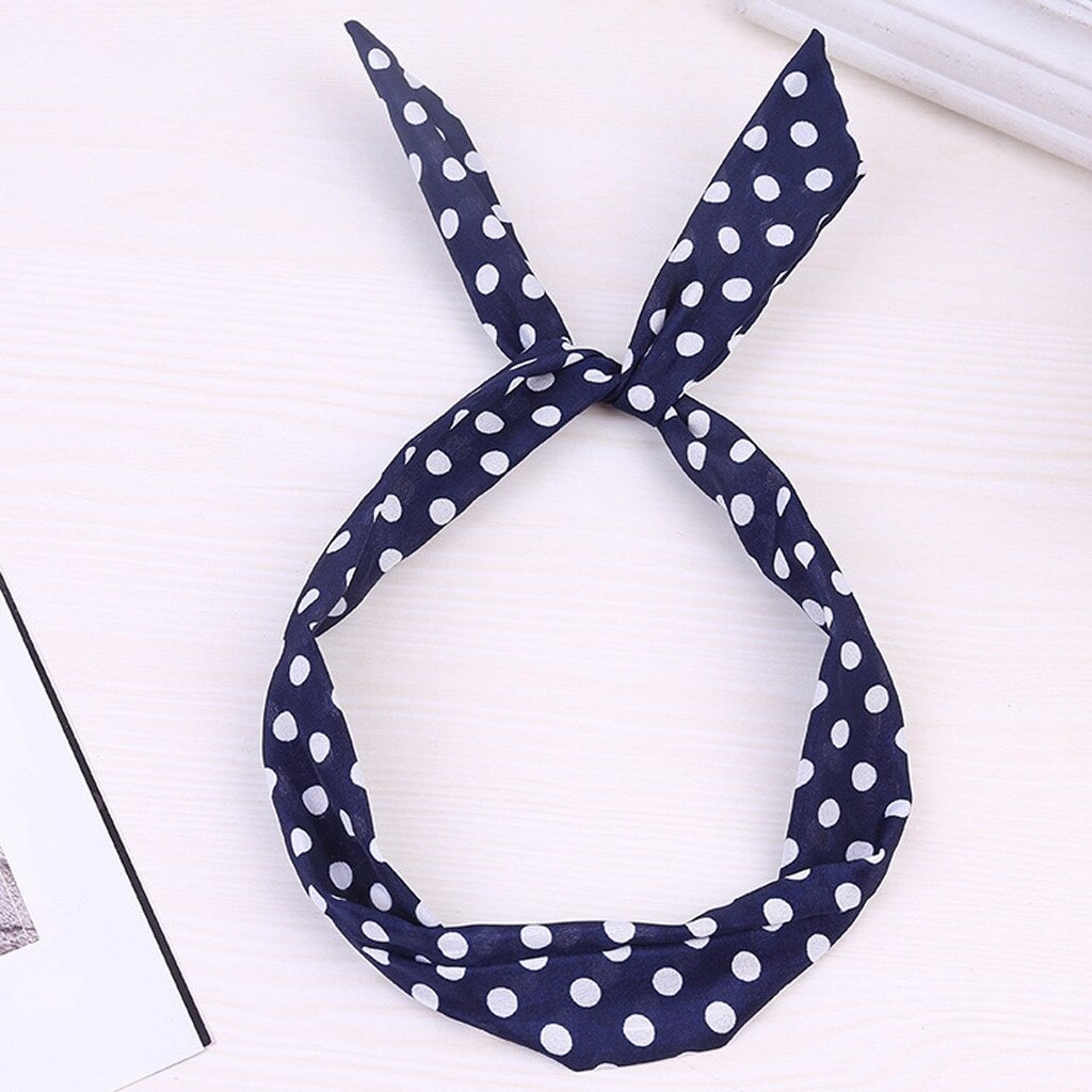 Vintage Navy Blue Polka Dot Headband