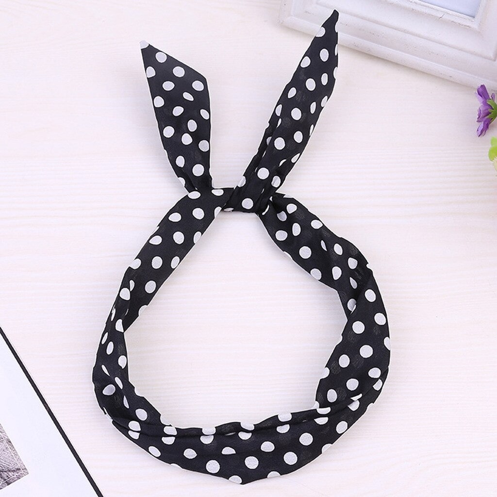 Vintage Black Polka Dot Headband