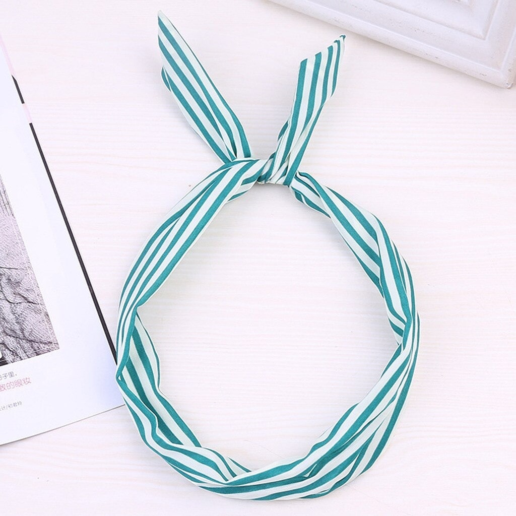 Vintage Headband - Green Stripes