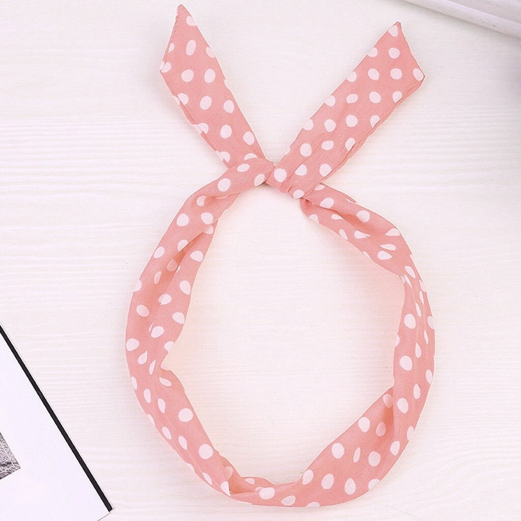 Vintage Headband - Pink Polka Dots