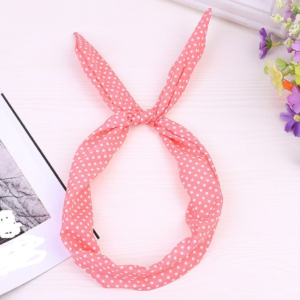 Vintage Pink Polka Dot Headband