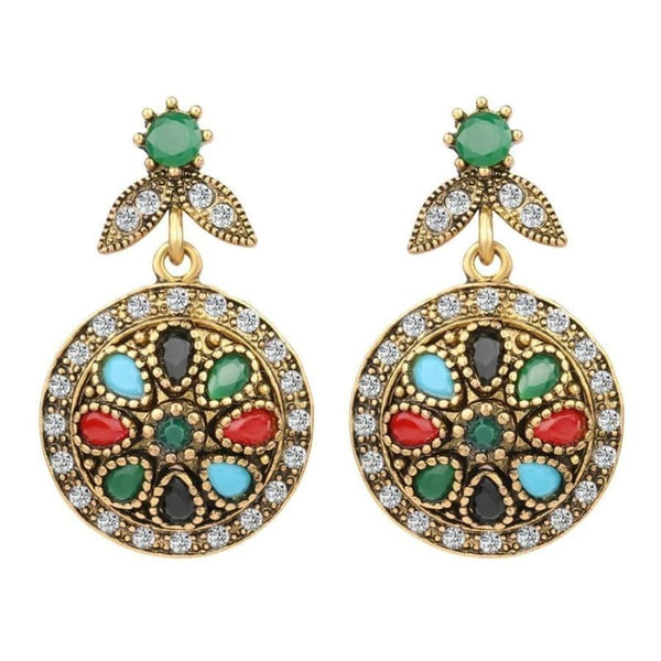 Boucle D'oreille Vintage Années 70 - Pièce Unique Multicolore En Bon état Général