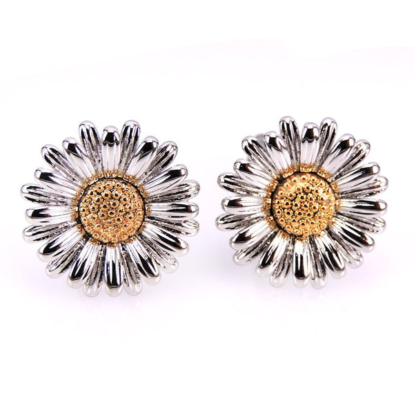 Boutons De Manchette Tournesol Art Nouveau Vintage - Ton Or - Non Marqués - Modèle 101514