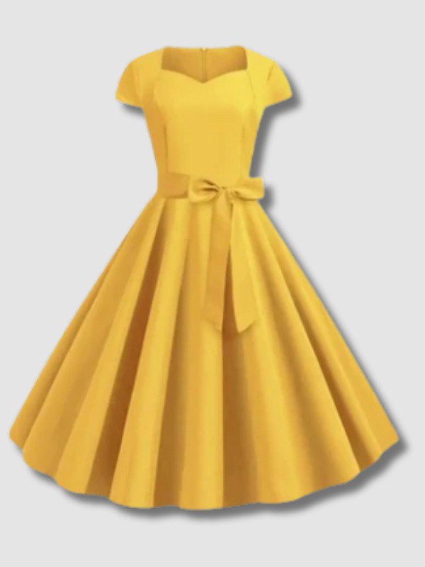 Robe jaune solide des années 50