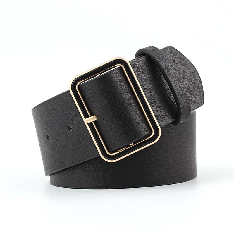 Vintage Black Leather Belt for Women 