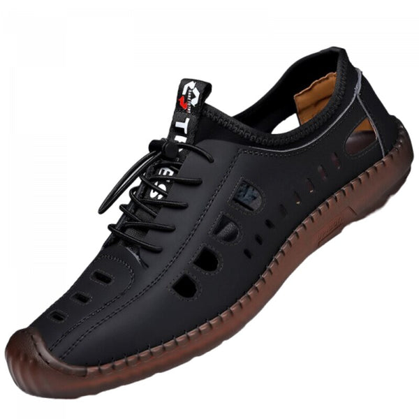 Chaussures Vélo Route Vintage DUEGI - Cuir Noir, Pointure 41 (homme)