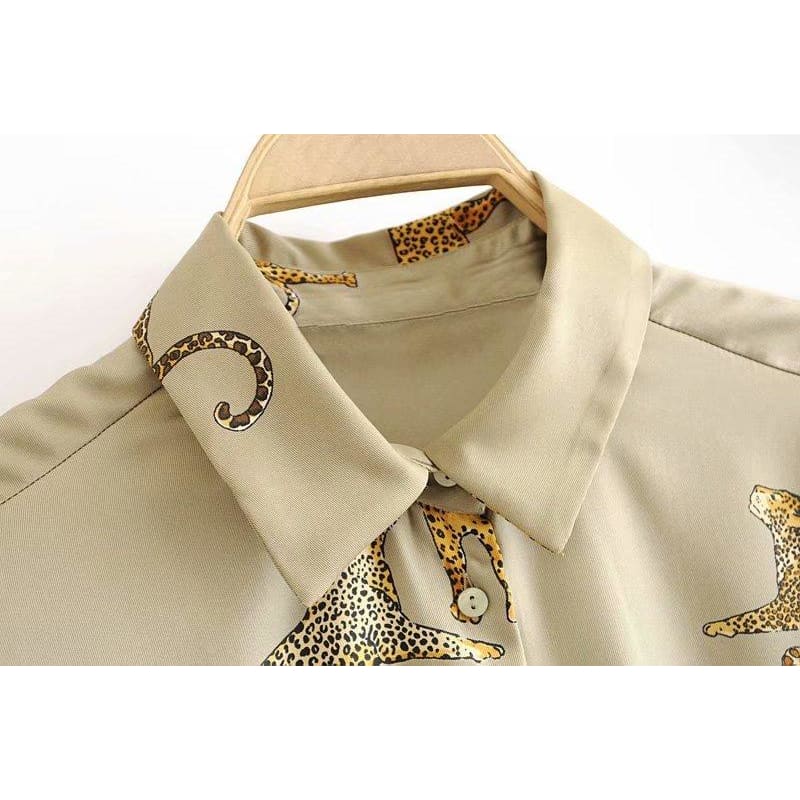 Chemise Vintage Beige motif animal