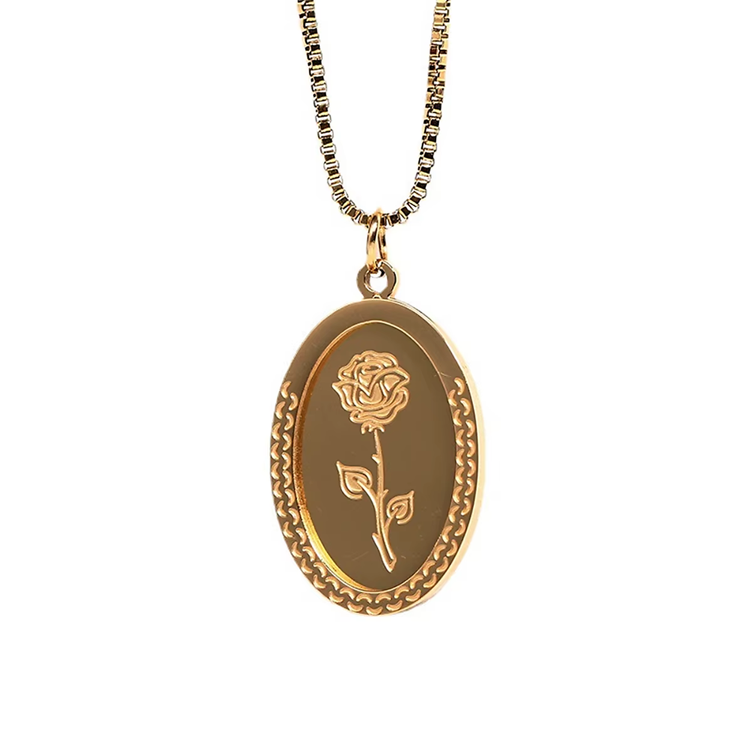 Collier Médaille Rose Vintage
