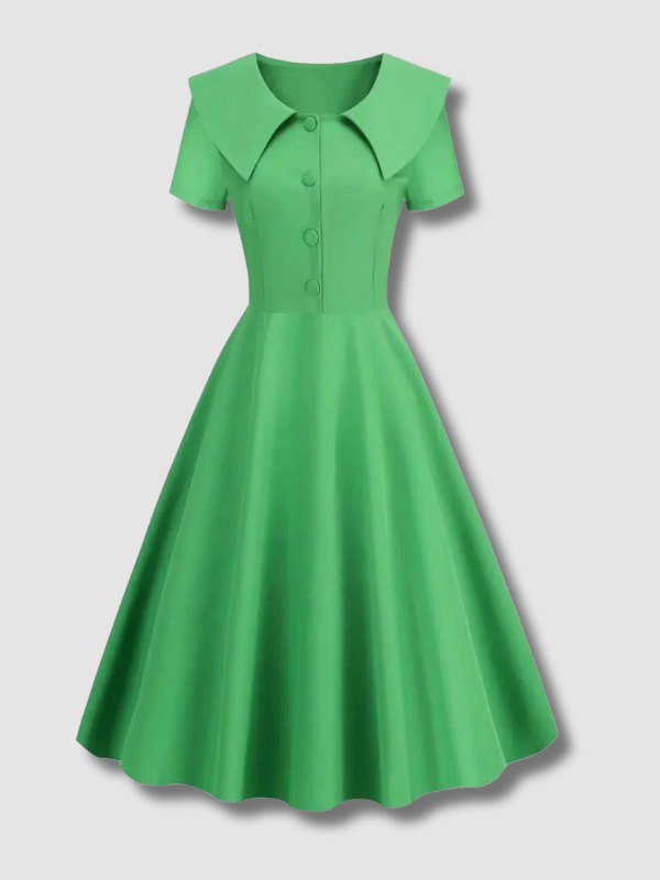 Robe Verte à Collier Vintage
