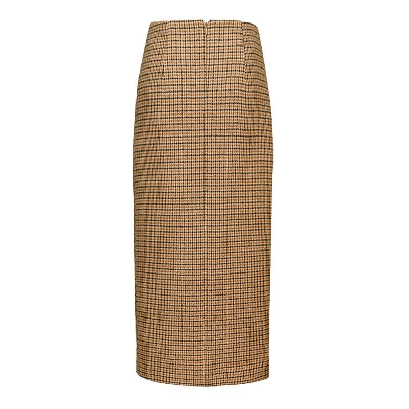 Jupe Fourreau à Carreaux Boutonnée