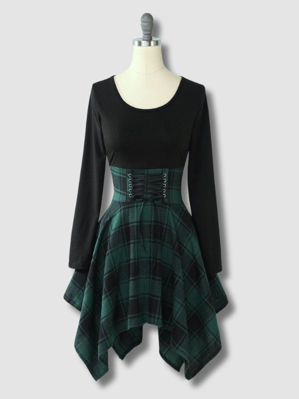 Robe Vintage Patchwork Plaid