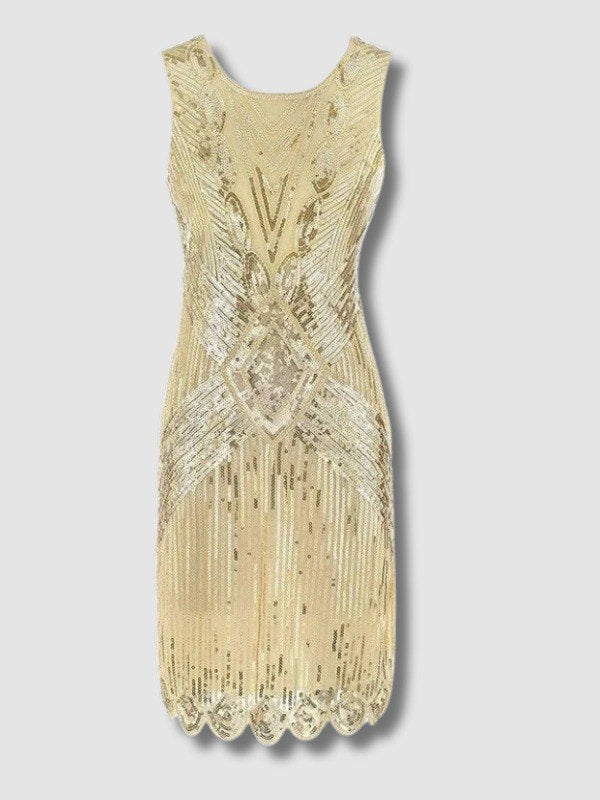 Robe Gatsby Courte Beige et Or