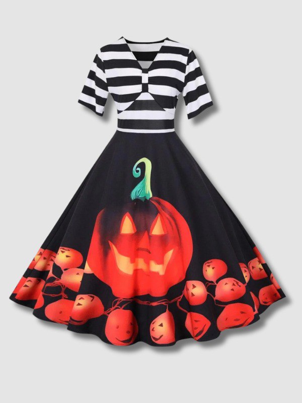 Robe Rockabilly Marinière Halloween