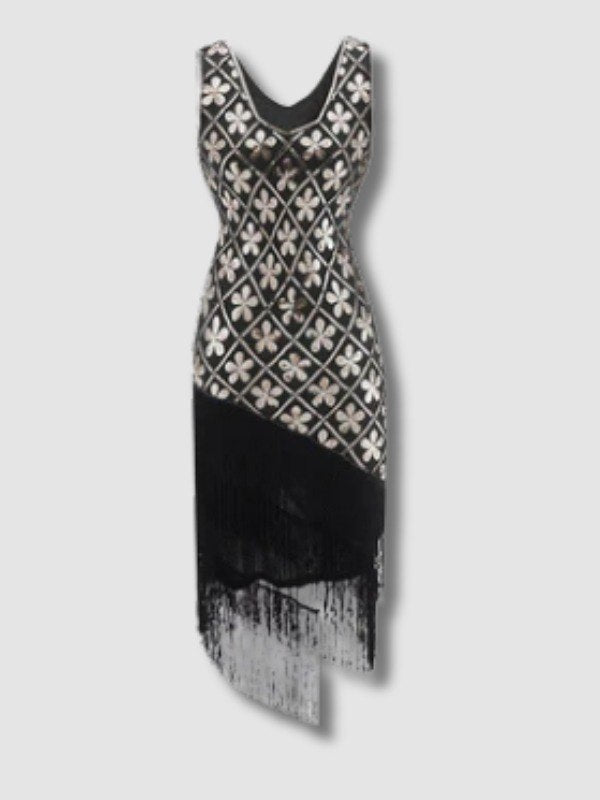 Robe Charleston Année 20 - Noir & Or