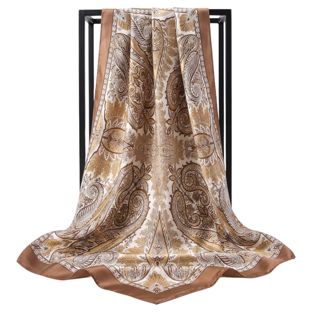 Foulard Carré Paisley Caramel