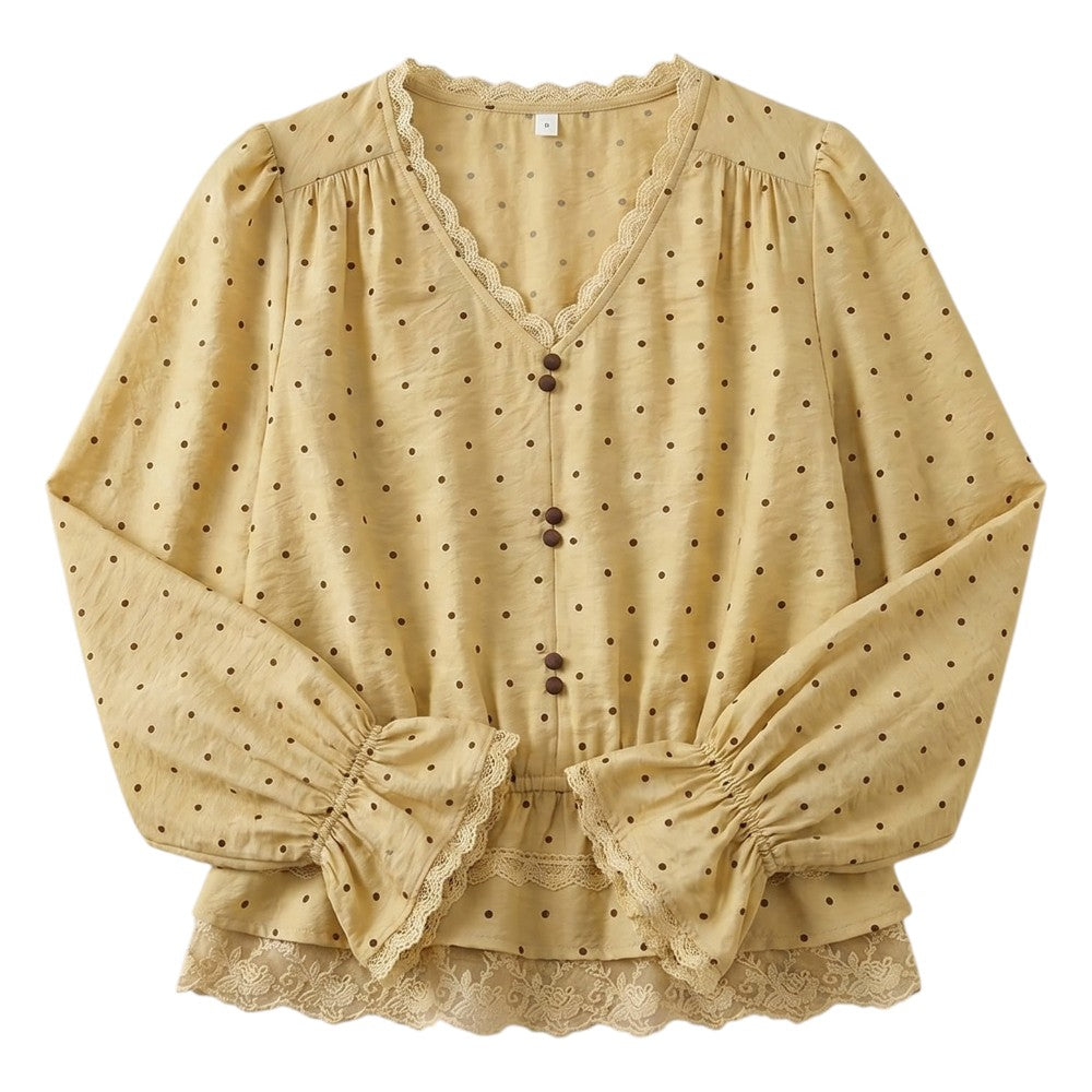 Blouse Femme à Pois Col V