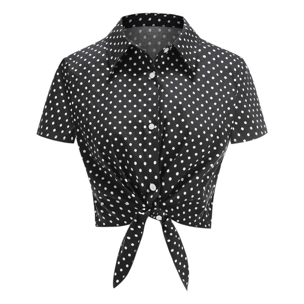 Chemise Crop Vintage à Pois