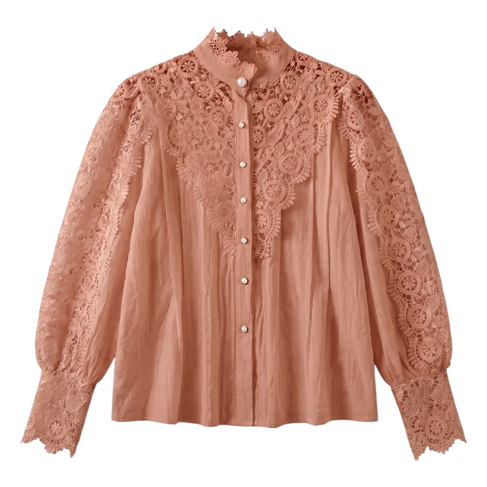 Chemise Dentelle Manches Bouffantes