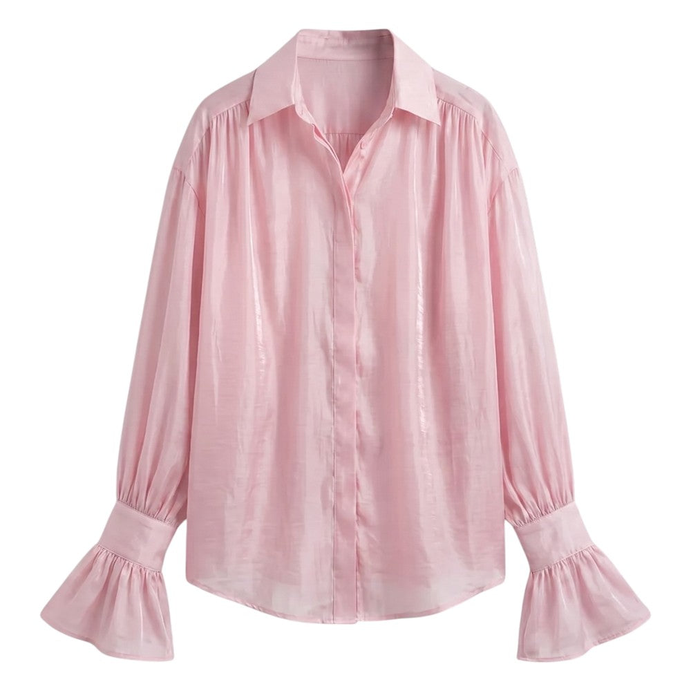 Chemise Oversize à Manches Bouffantes