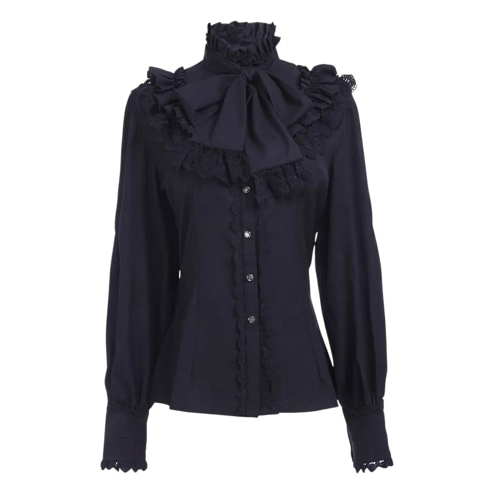 Chemise Col Montant Volants Dentelle