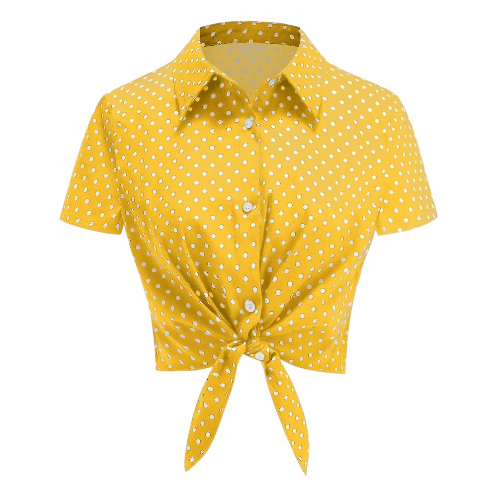 Chemise Crop Vintage à Pois
