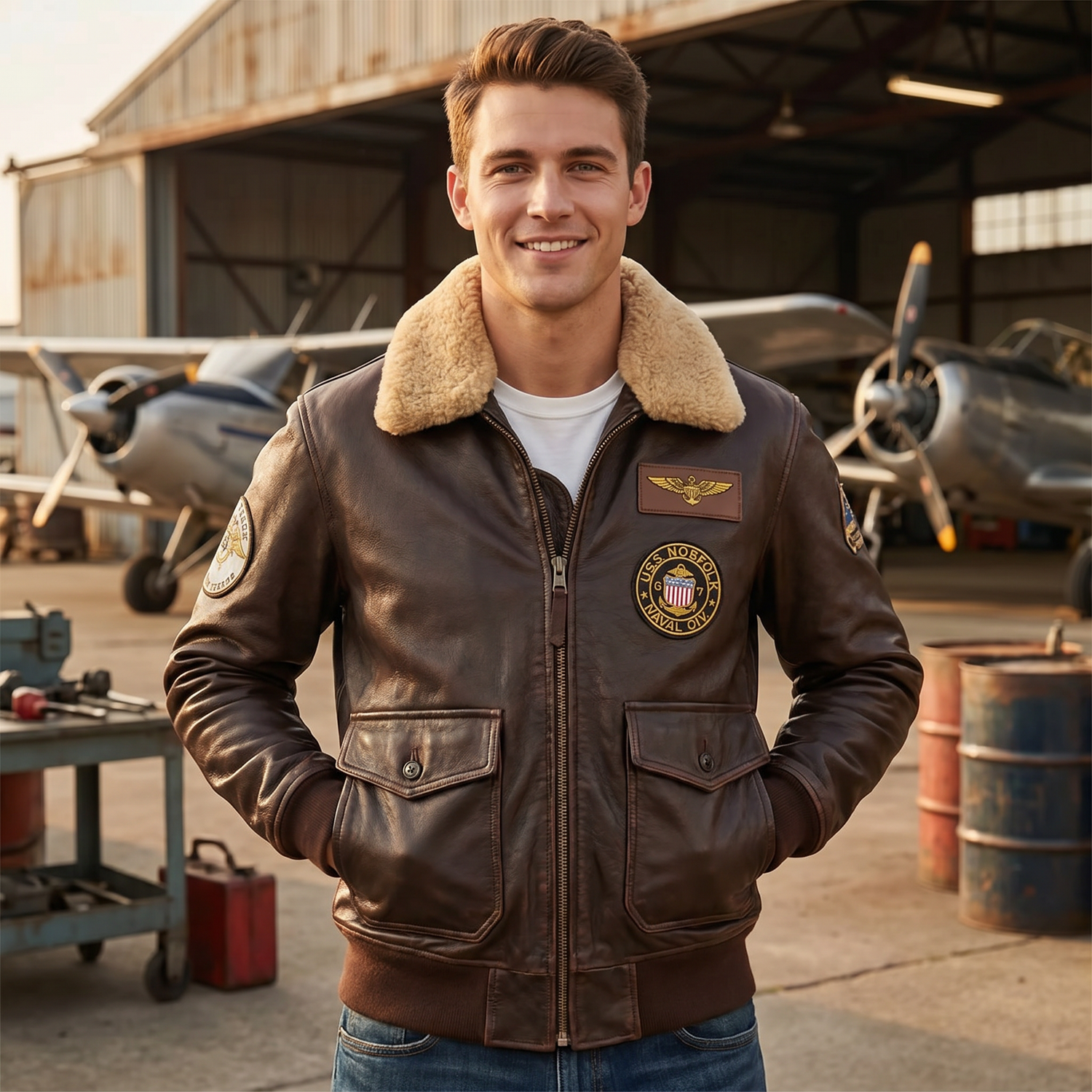 Blouson Cuir Aviateur Vintage