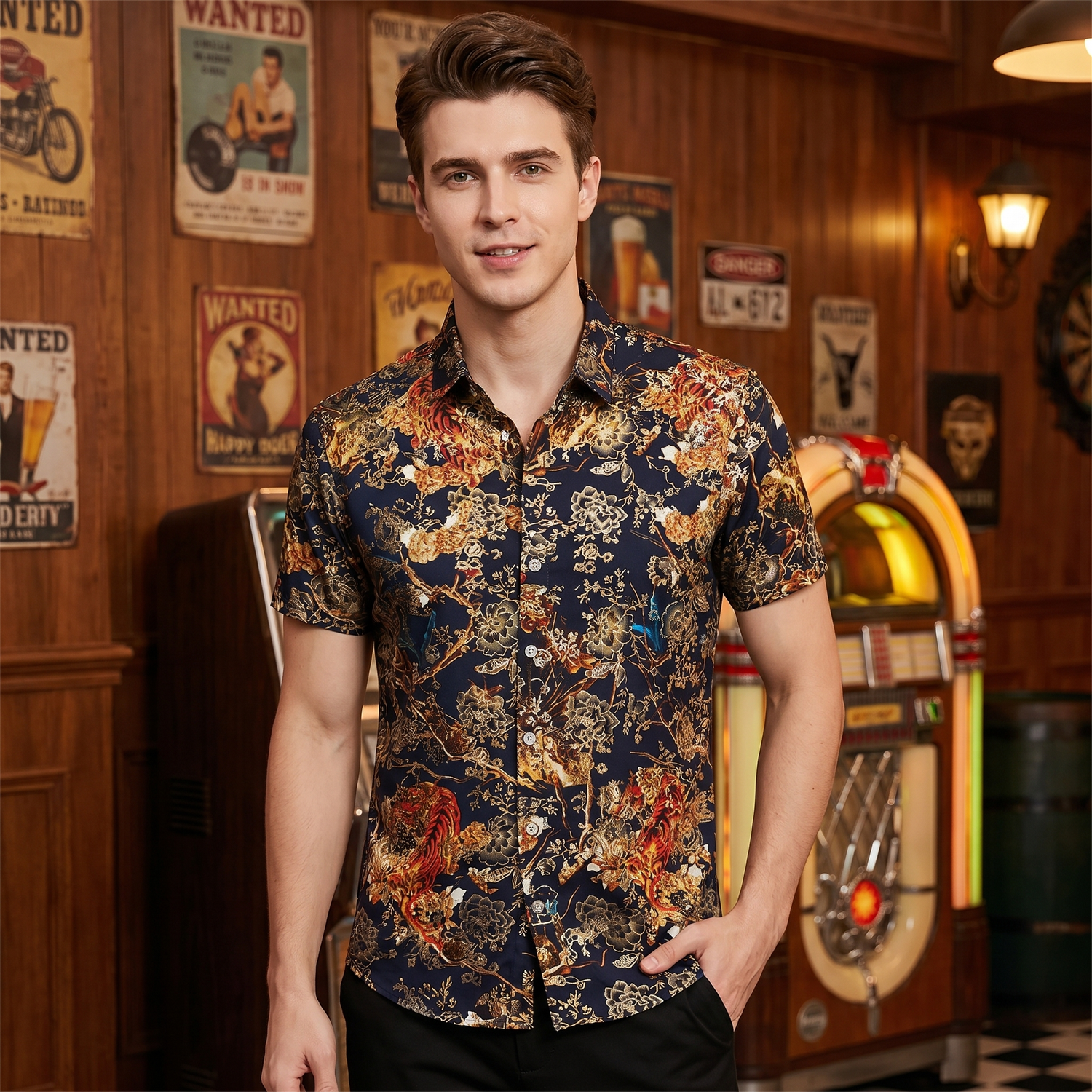 Chemise Soie Homme Vintage