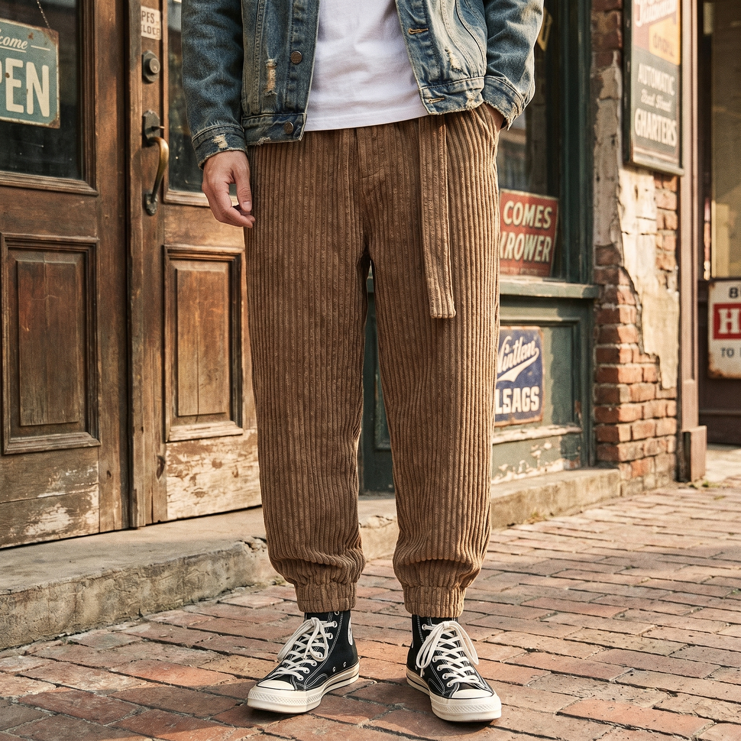 Pantalon Japonais en Velours Côtelé
