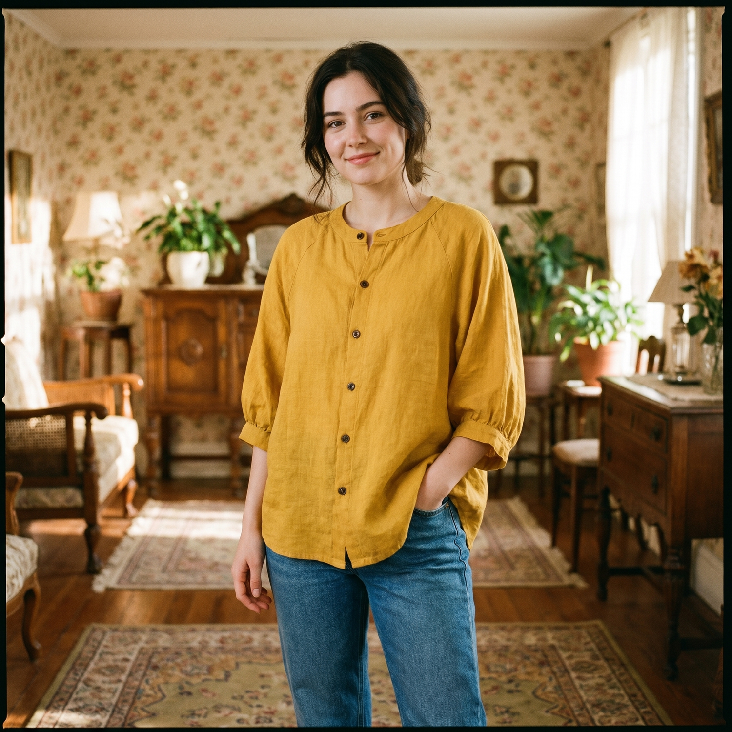 Chemise Vintage en Lin pour Femmes