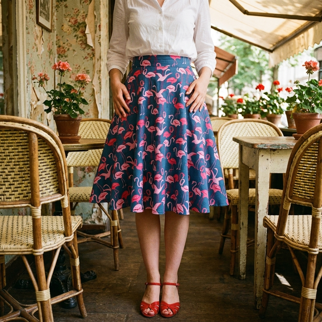 Jupe Vintage Flamant Rose