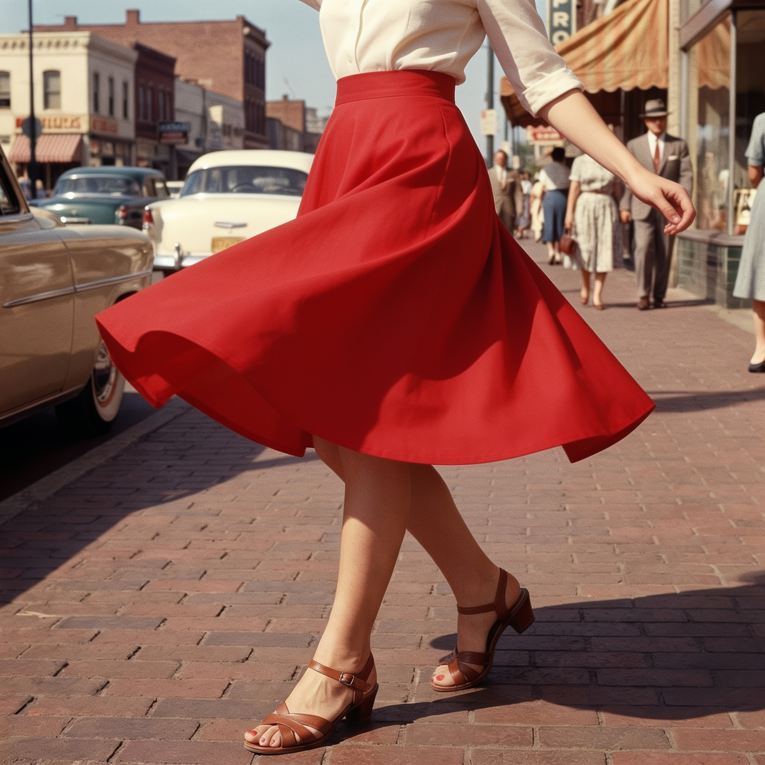 Jupe Vintage Patineuse Rouge Unie