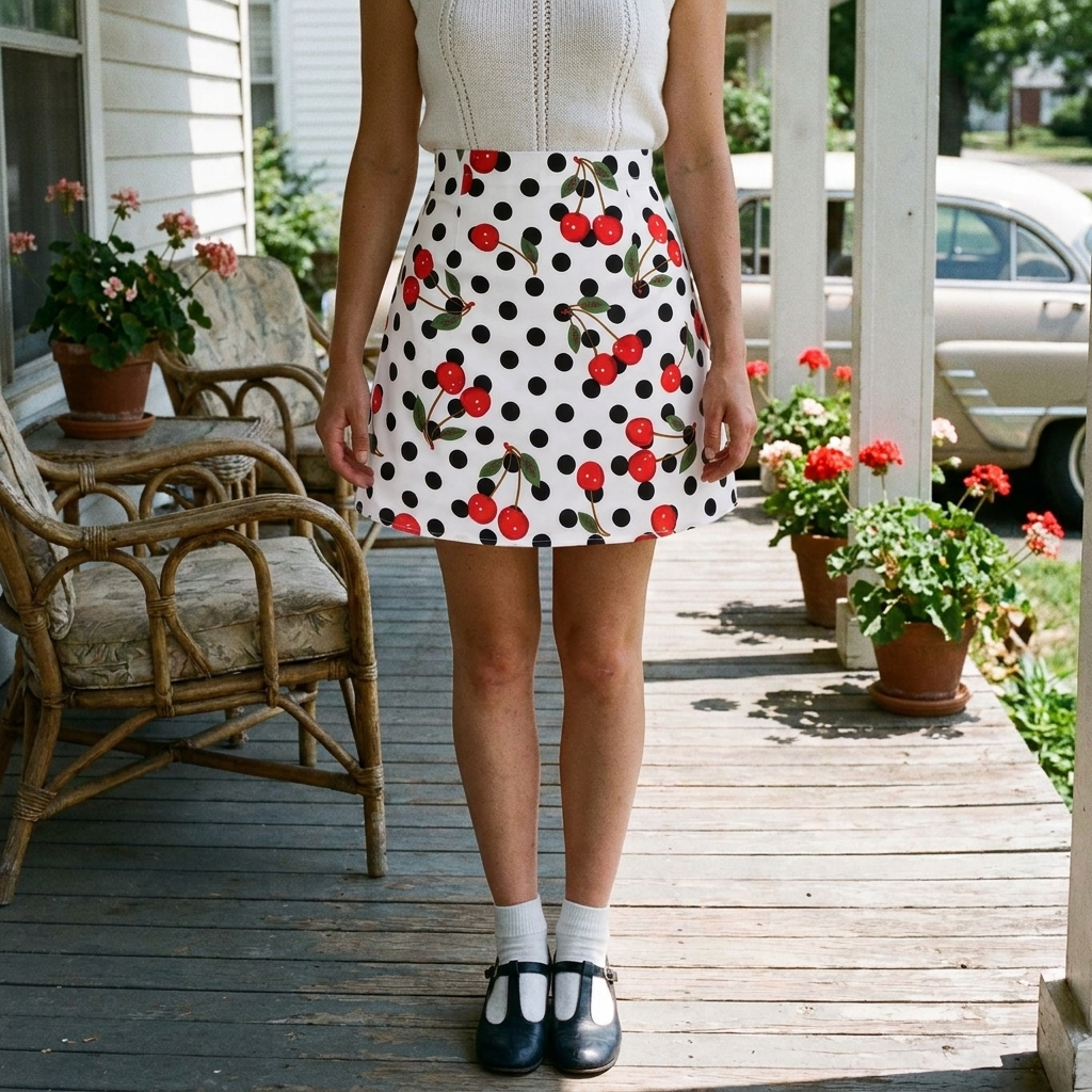 Mini Jupe Vintage Polka Dots Cerises