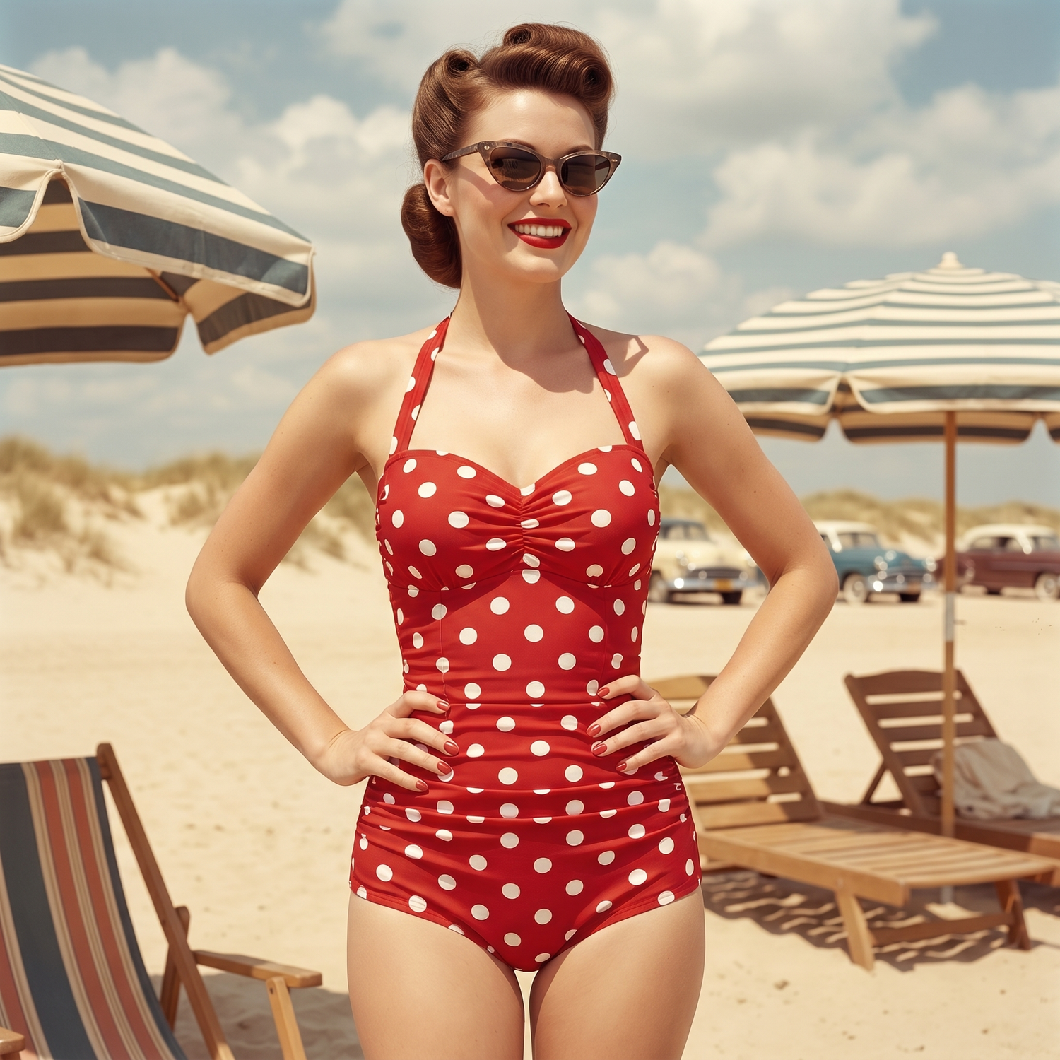 Maillot de Bain Rétro à Pois