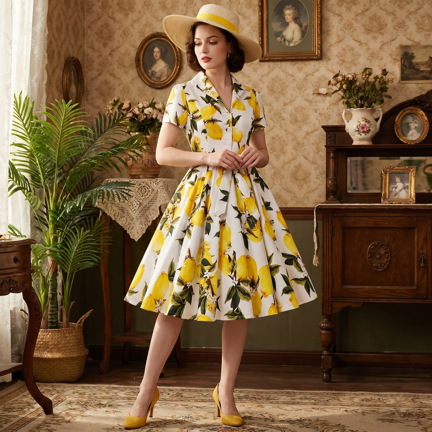 Robe Vintage d’Eté Motif Citron