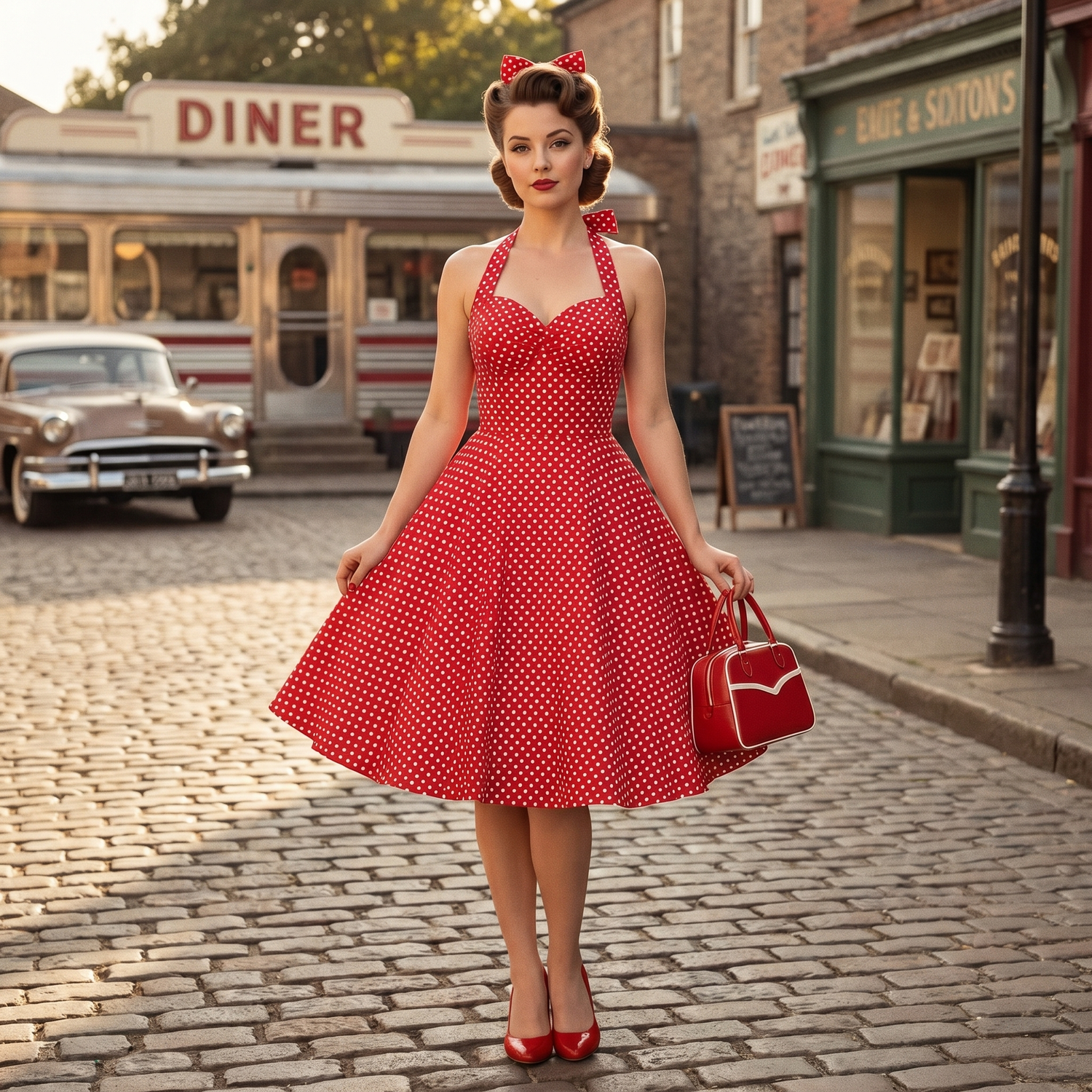 Rouge Pin Up à Pois Années 50