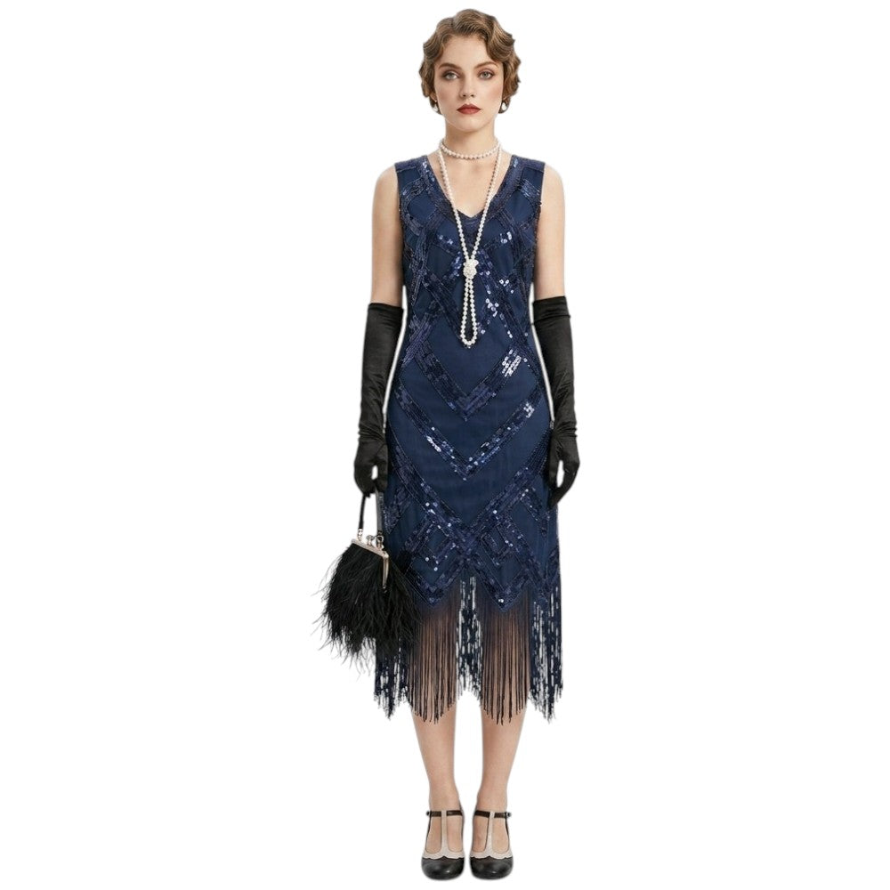 Robe Gatsby Paillettes Irisées Franges