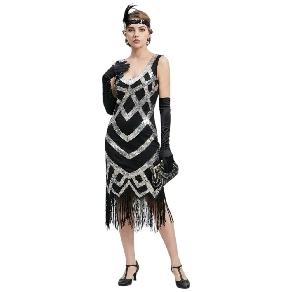 Robe Gatsby Paillettes Argentées
