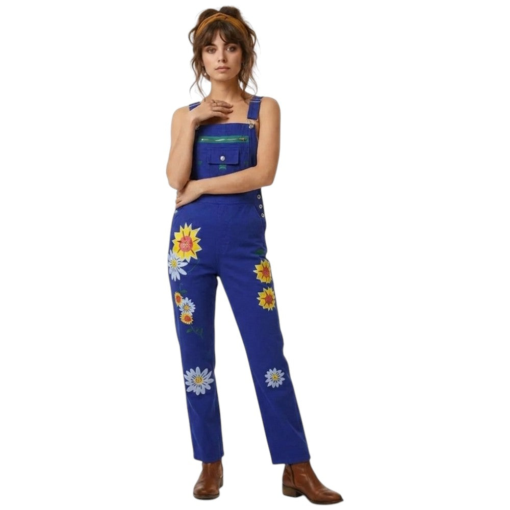 Boho Floral Denim Overalls