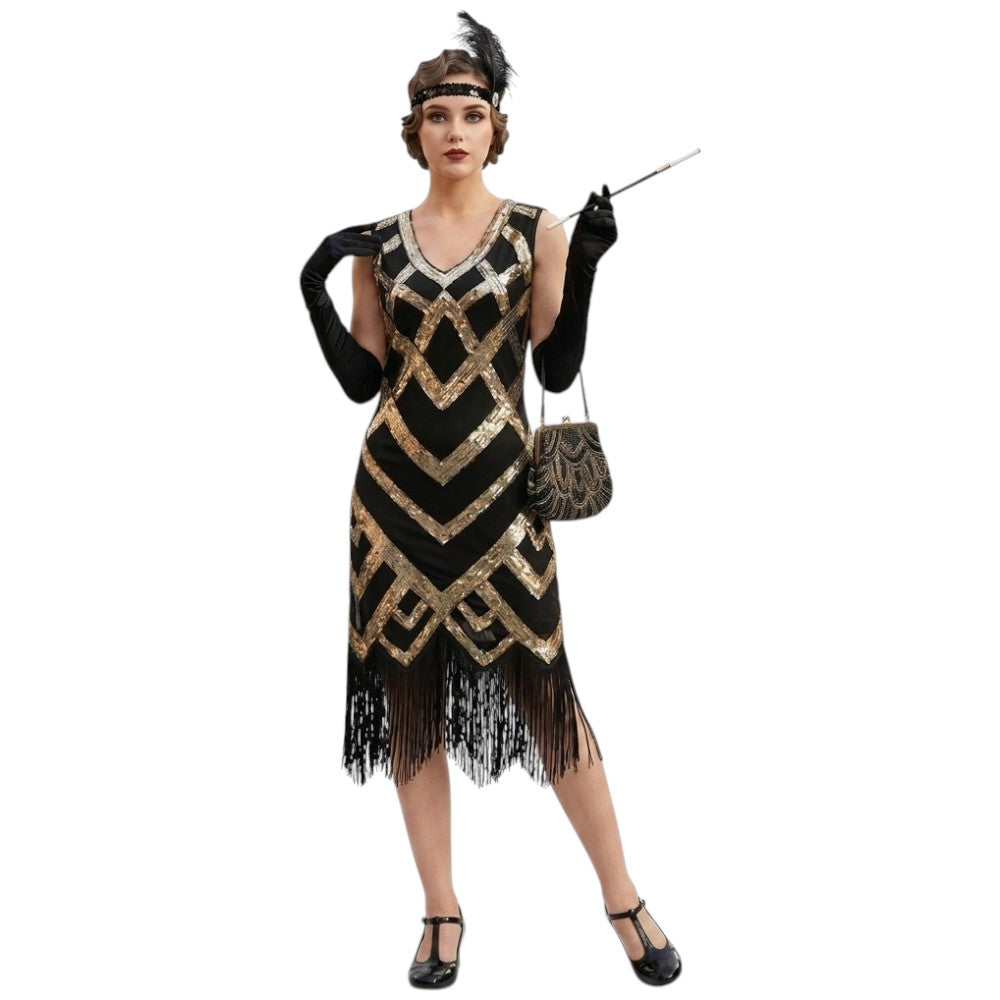 Robe Paillettes Dorées Gatsby
