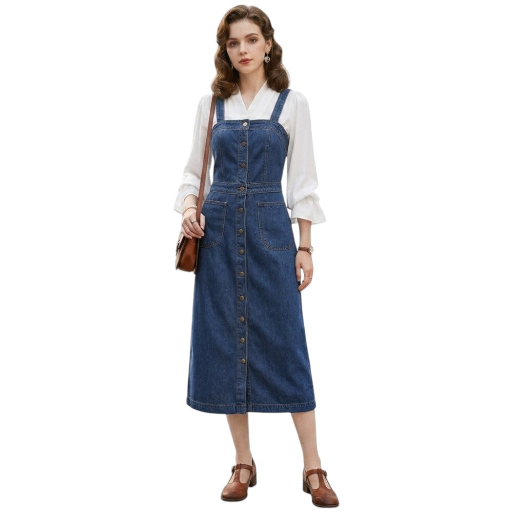Women's Denim Overalls Dress