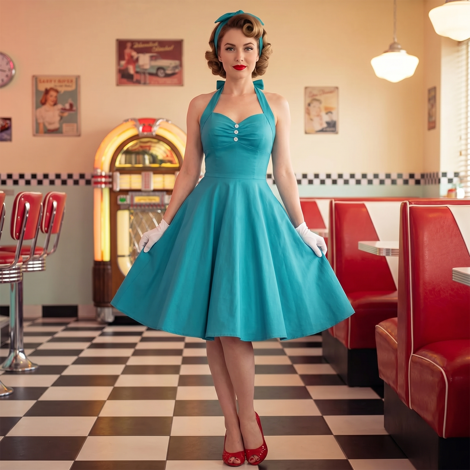 Robe Vintage à Nœud Papillon