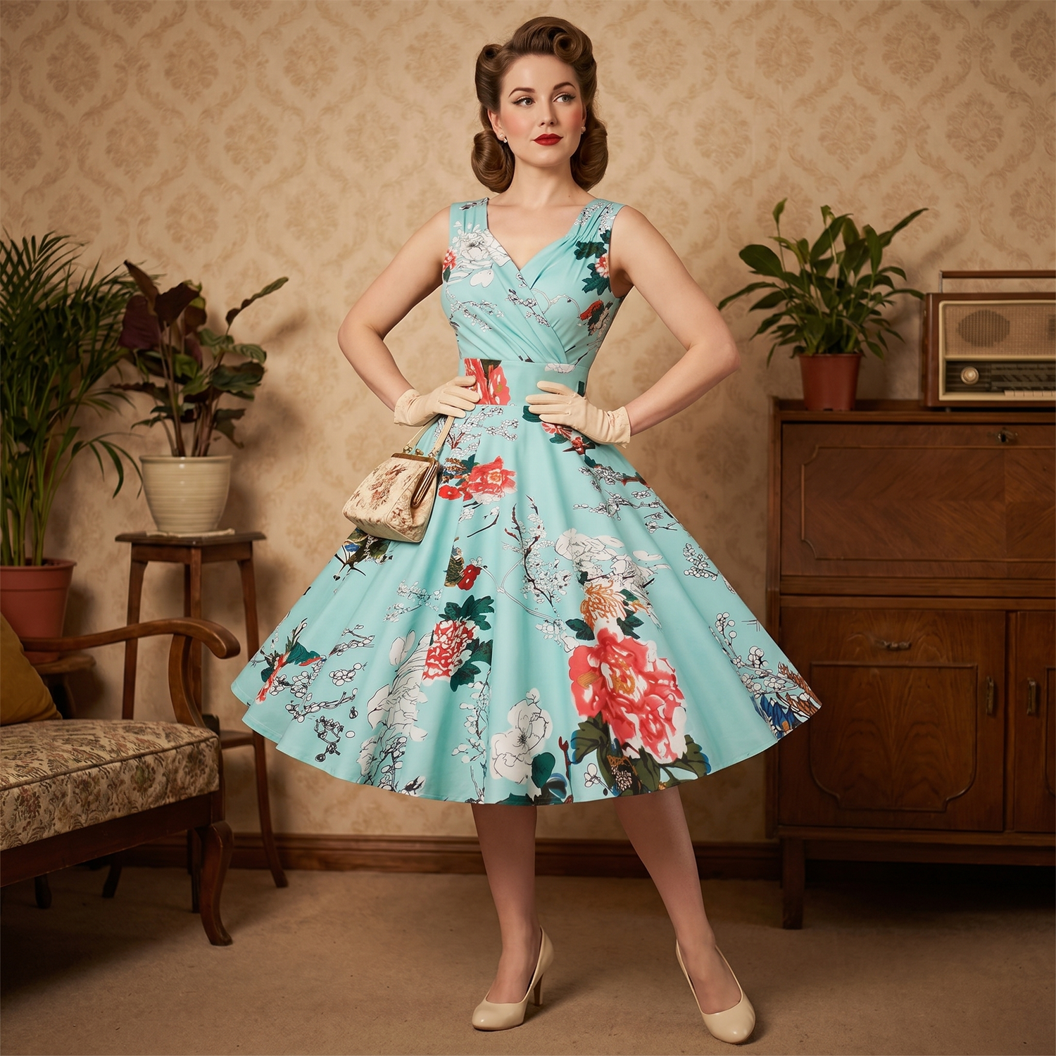 Robe Vintage floral col V