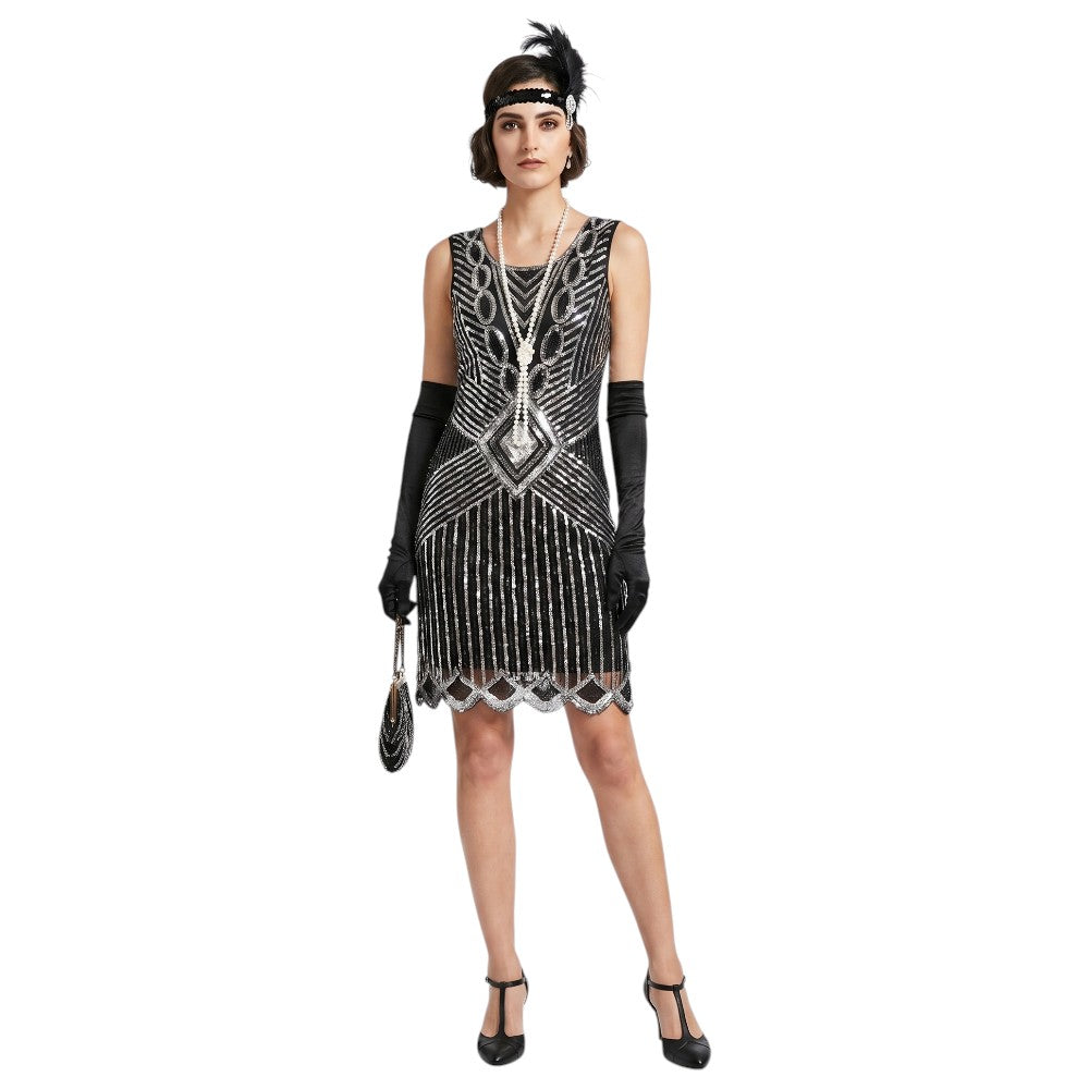 Robe Gatsby Courte Noire et Argent