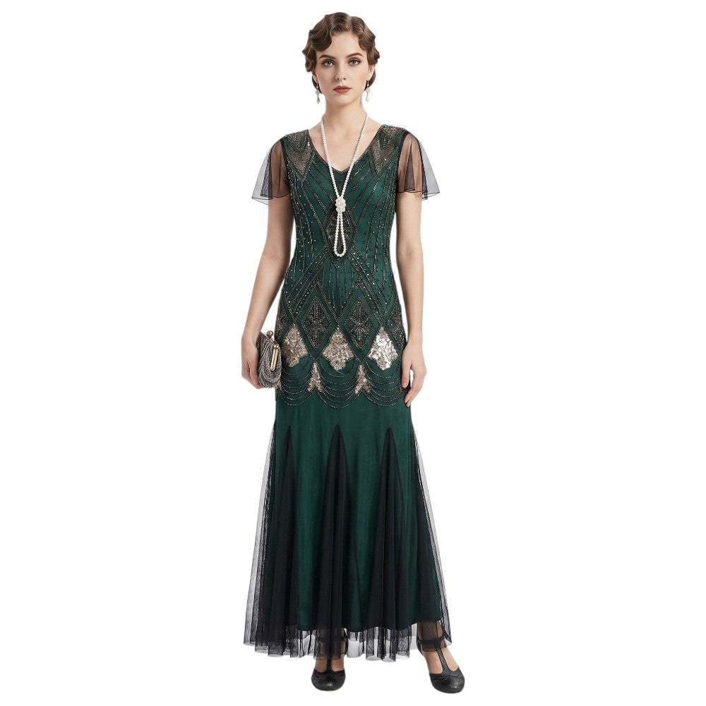 Robe Gatsby Longue Haute Couture Verte