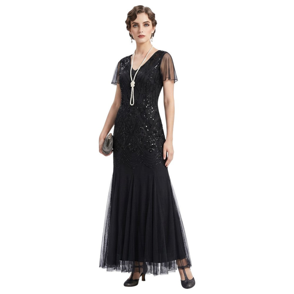 Robe Gatsby Longue Haute Couture Noire
