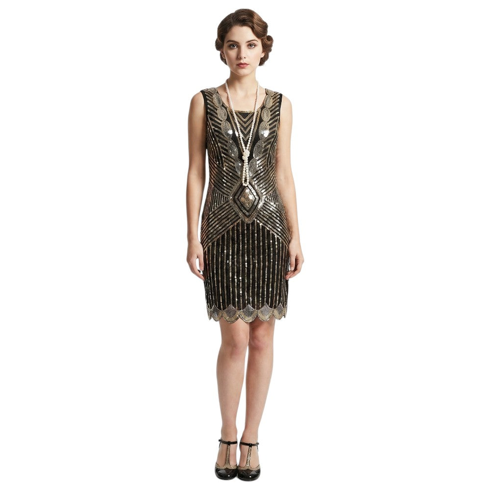 Robe Gatsby Courte Noire Doré