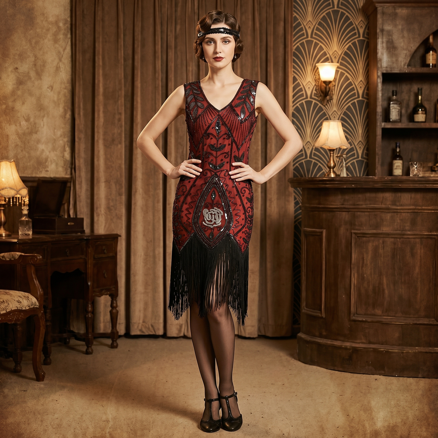Robe Gatsby Plume Rouge