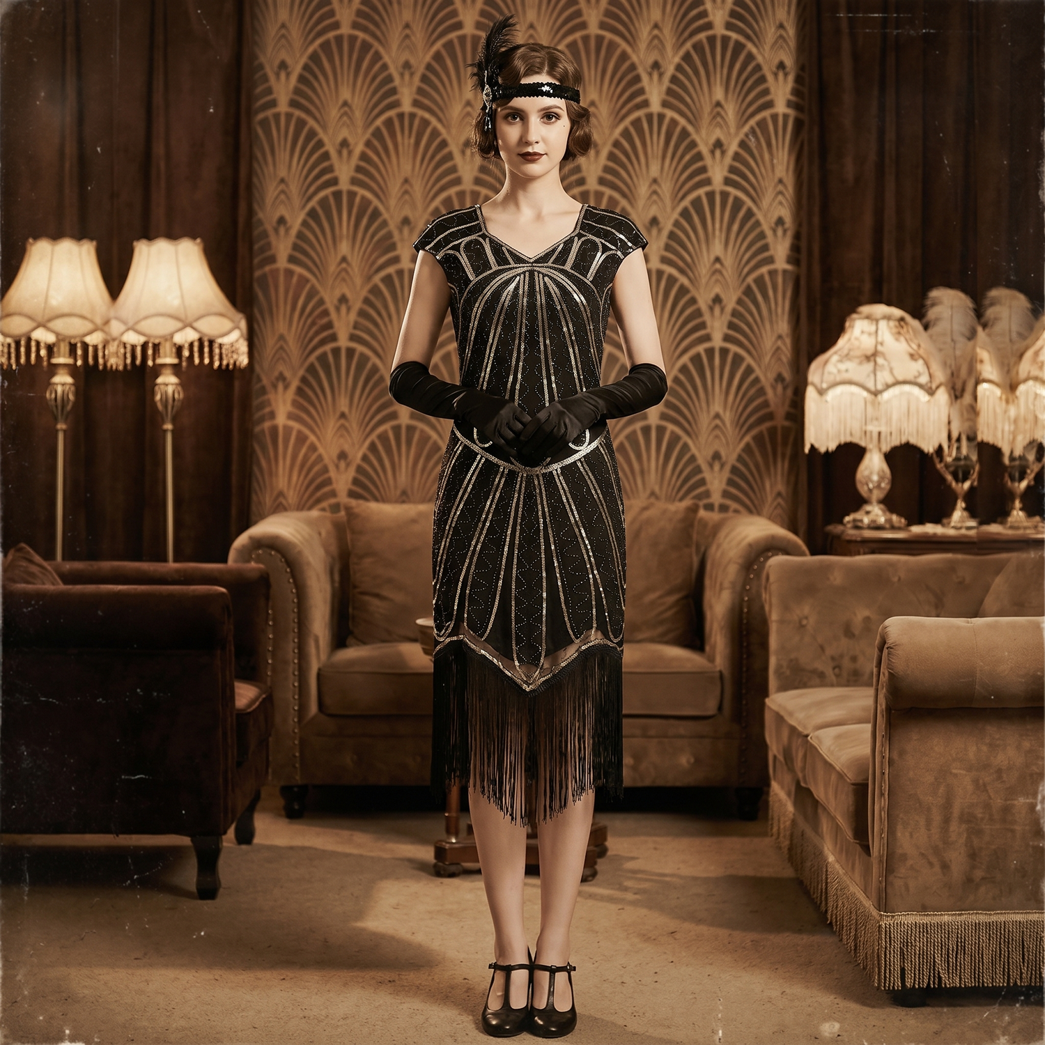 Robe Charleston Année 20 Or