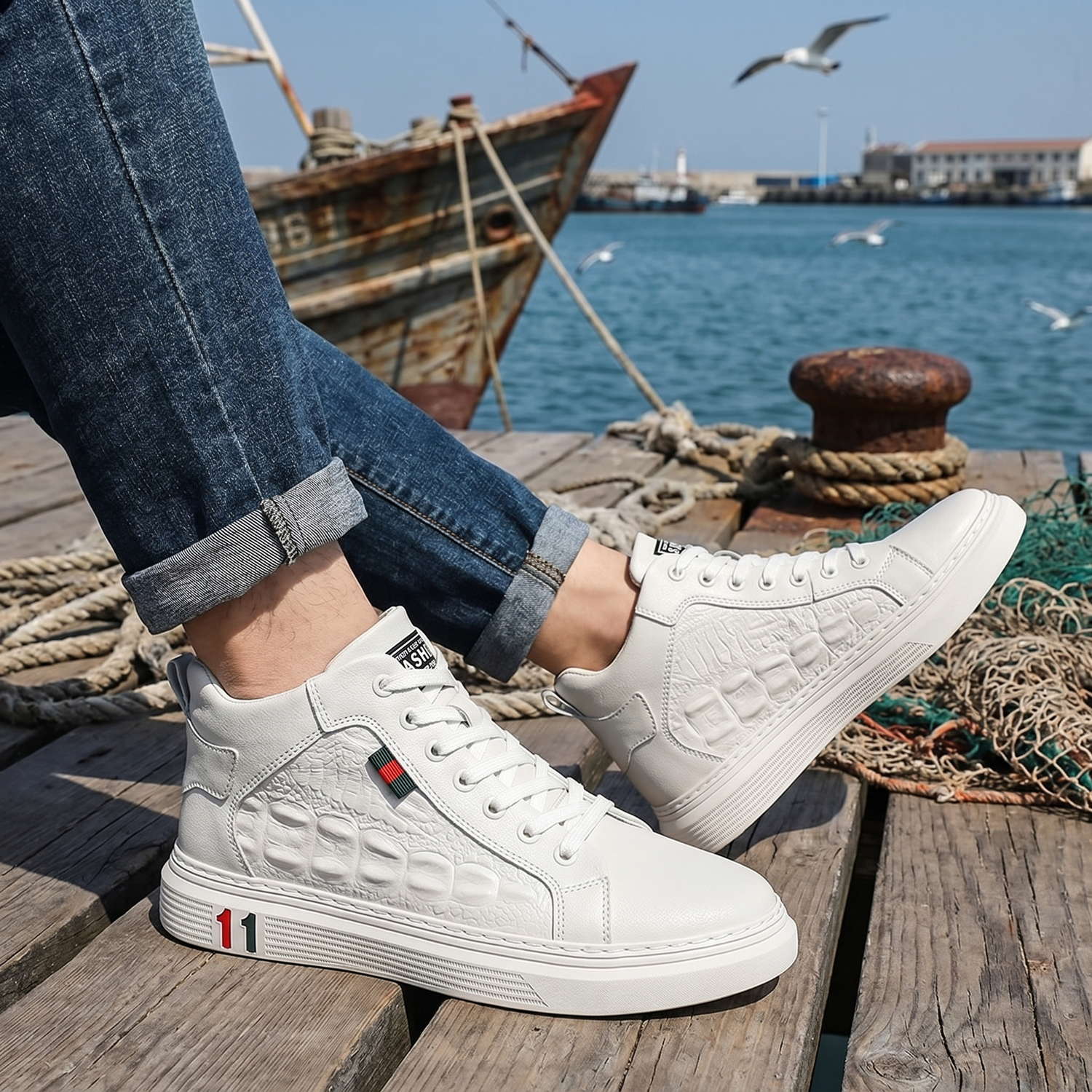 Basket Blanche Homme Style Vintage
