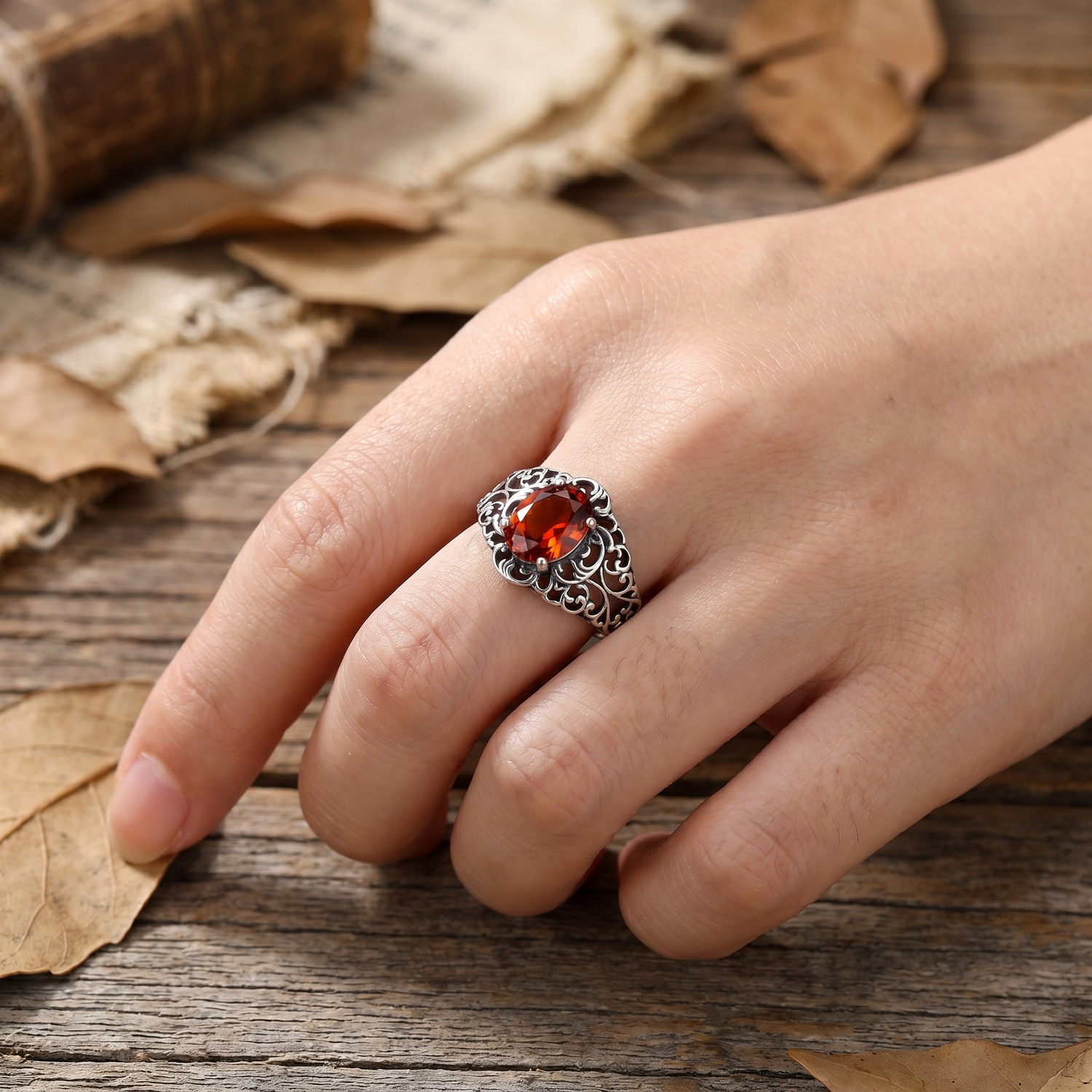 Bague Ambre Vintage